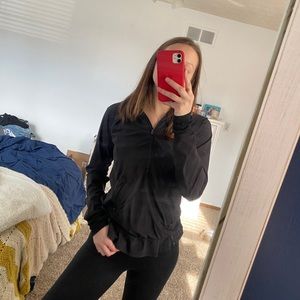 LULULEMON black quarter zip with ruffles